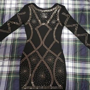 🖤Black Long Sleeve Gold Detailed Dress🖤